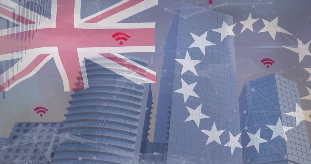 Urban Skyscrapers Linking with Wi-Fi and UK-EU Connection Overlay