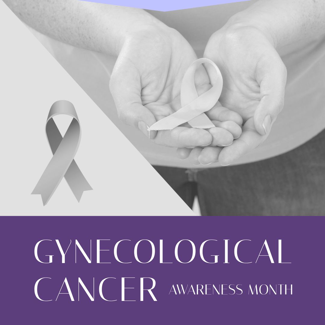 Gynecological Cancer Awareness Ribbon in Woman's Hands