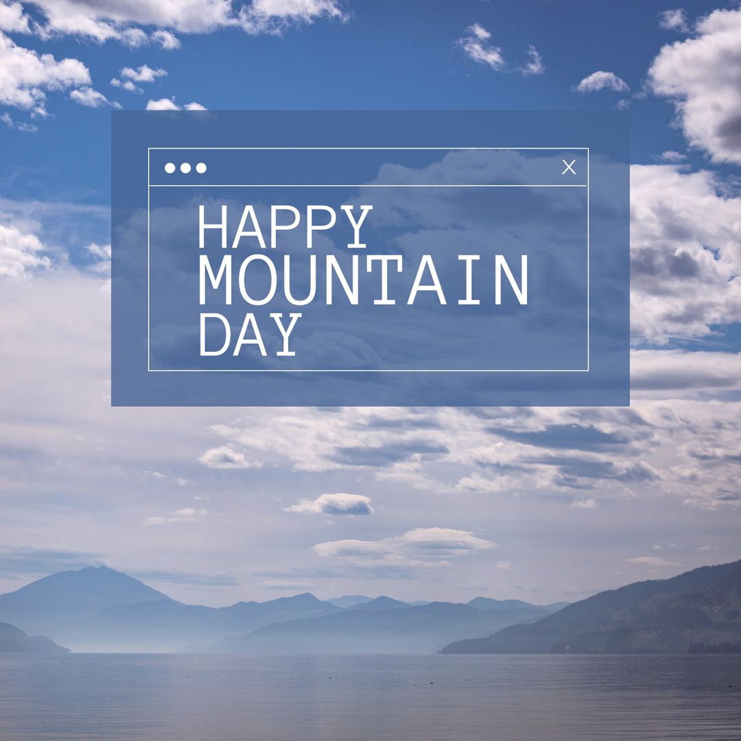 Scenic Mountain Landscape with Happy Mountain Day Message