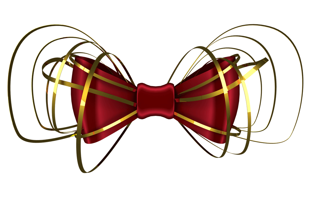Transparent Red Ribbon with Elegant Golden Lines Vector