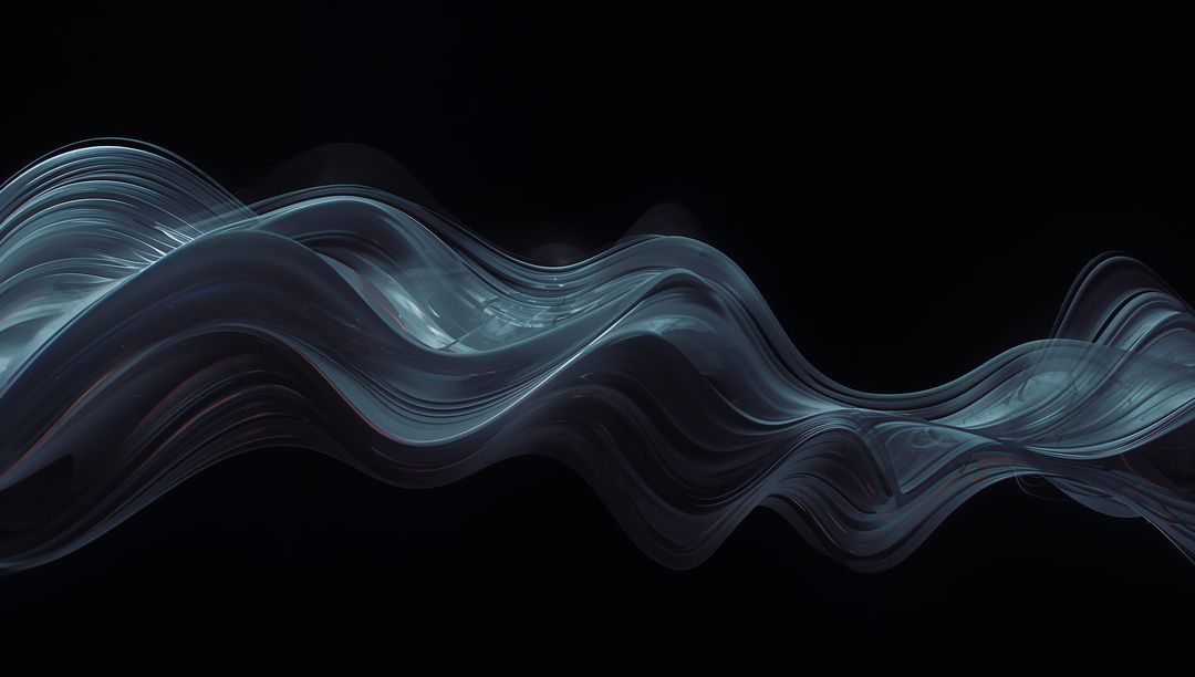 Translucent Undulating Ribbon Waves in Abstract Digital Space