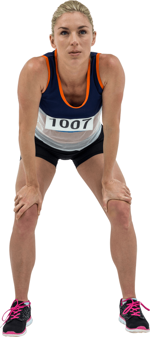 Transparent Athlete Pausing with Focused Expression Post Run