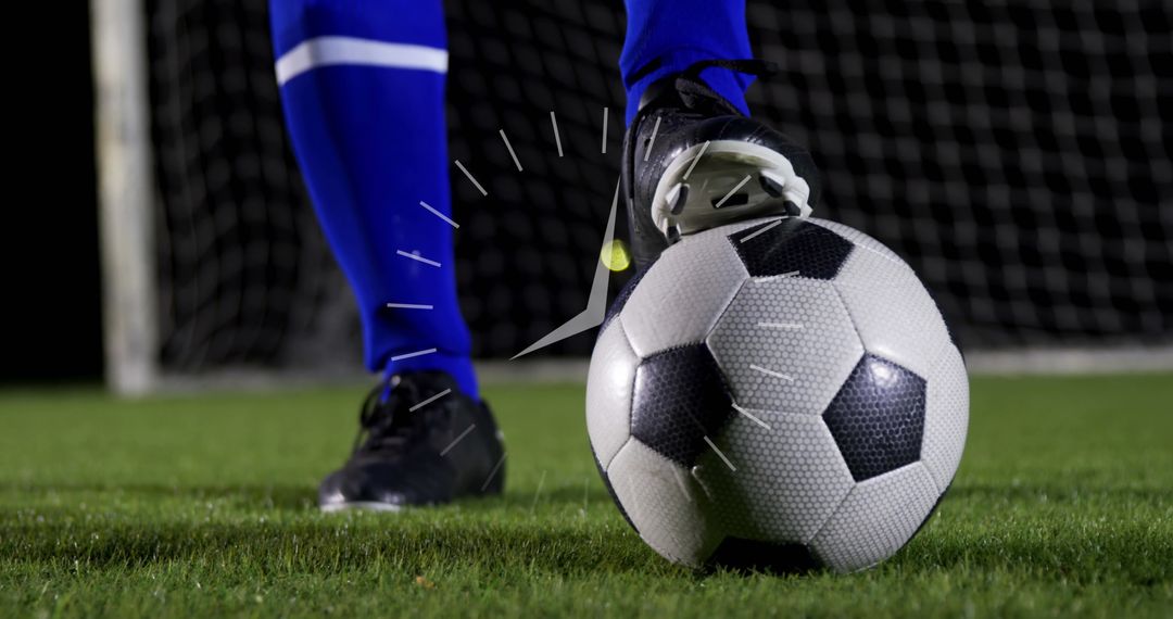 Soccer Player Dribbling Ball with Overlayed Clock Concept