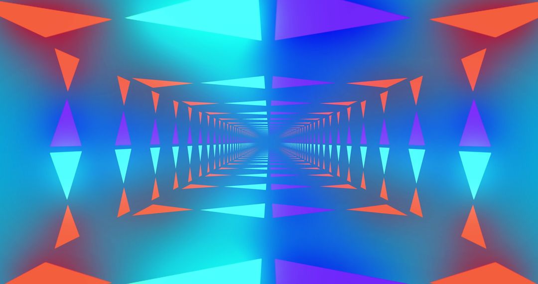 Vibrant Neon Triangular Pattern in Blue Waves