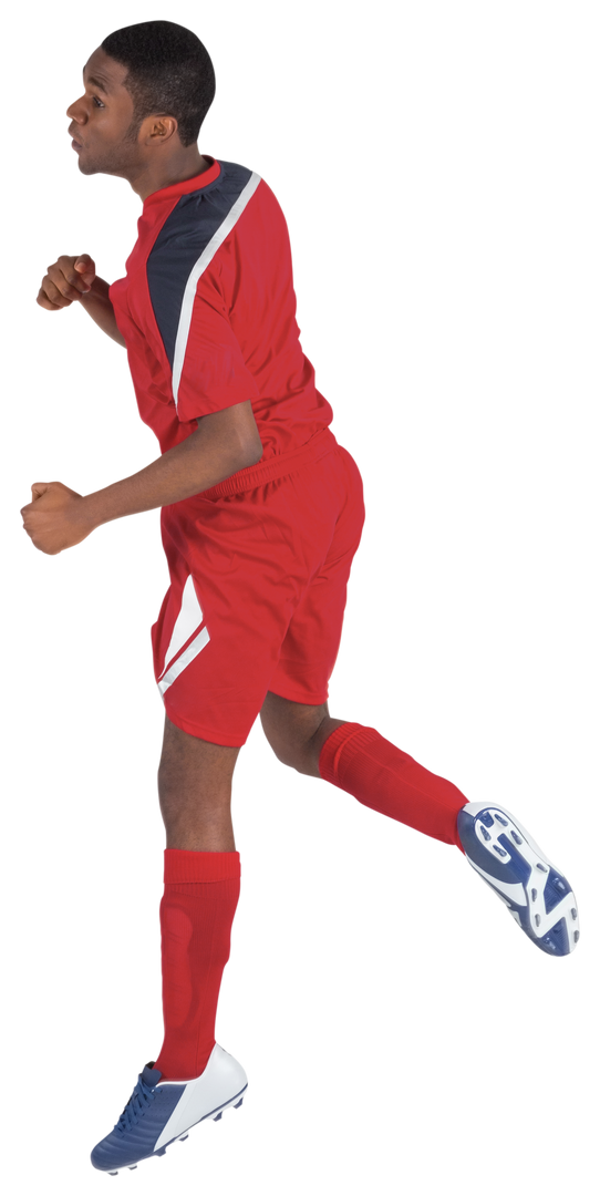 Transparent Background Football Player in Red Uniform Jumping Mid-Action - Download Free Stock Images Pikwizard.com