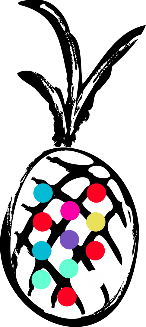 Stylized Pineapple Art with Vibrant Dots on Transparent Background