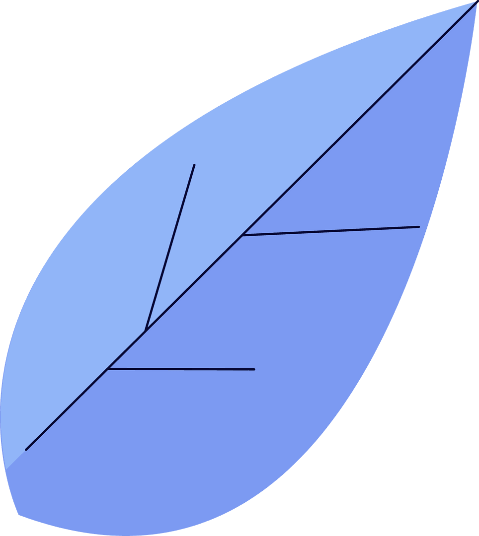 Minimalist Blue Leaf Illustration with Transparent Background