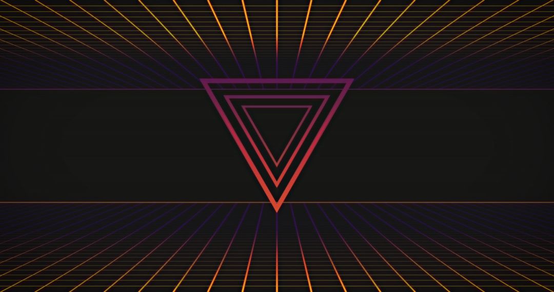 Retro Futuristic Grid with Neon Triangle Design