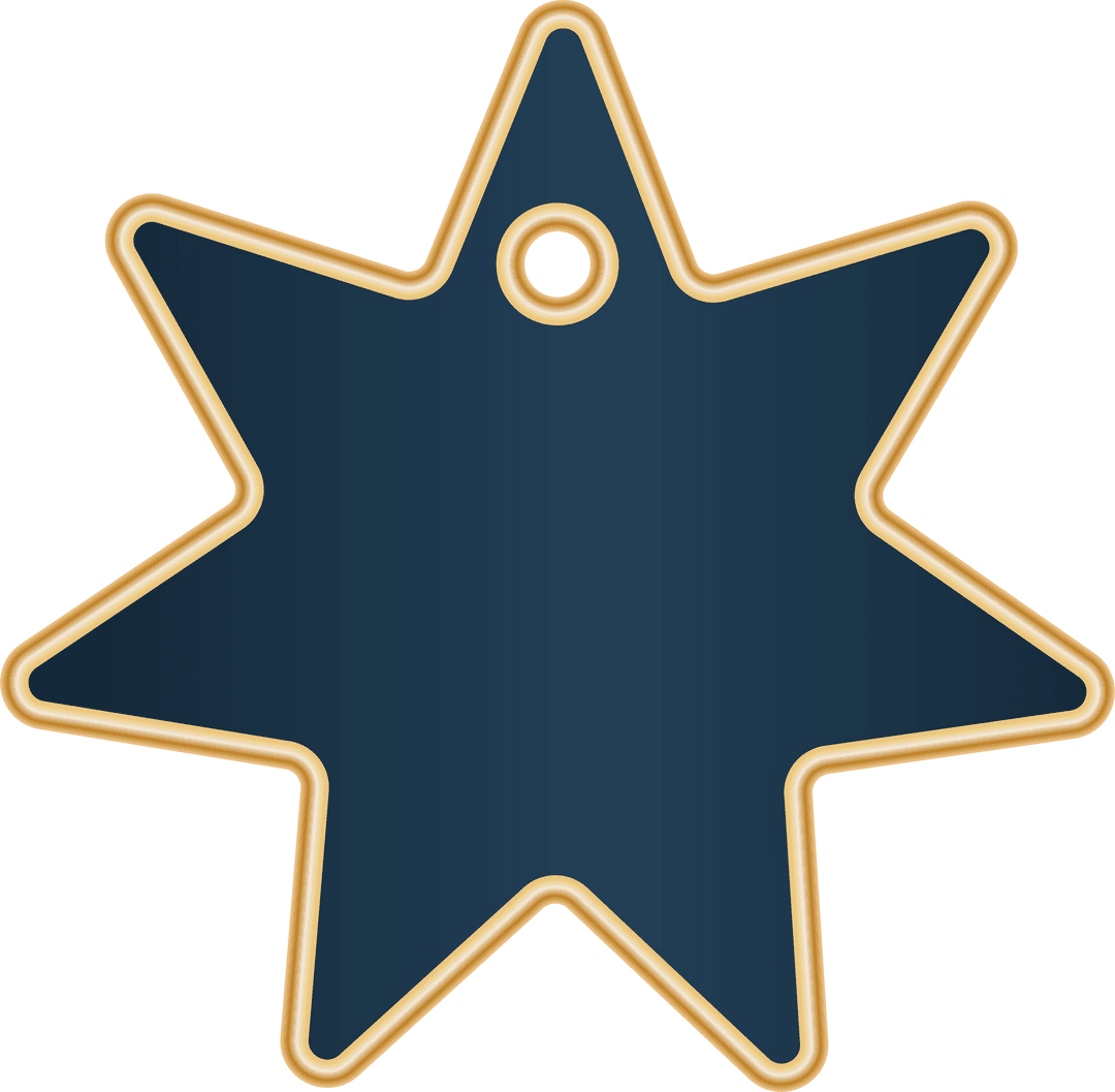 Blue Star Tag Icon with Gold Outline on Transparent