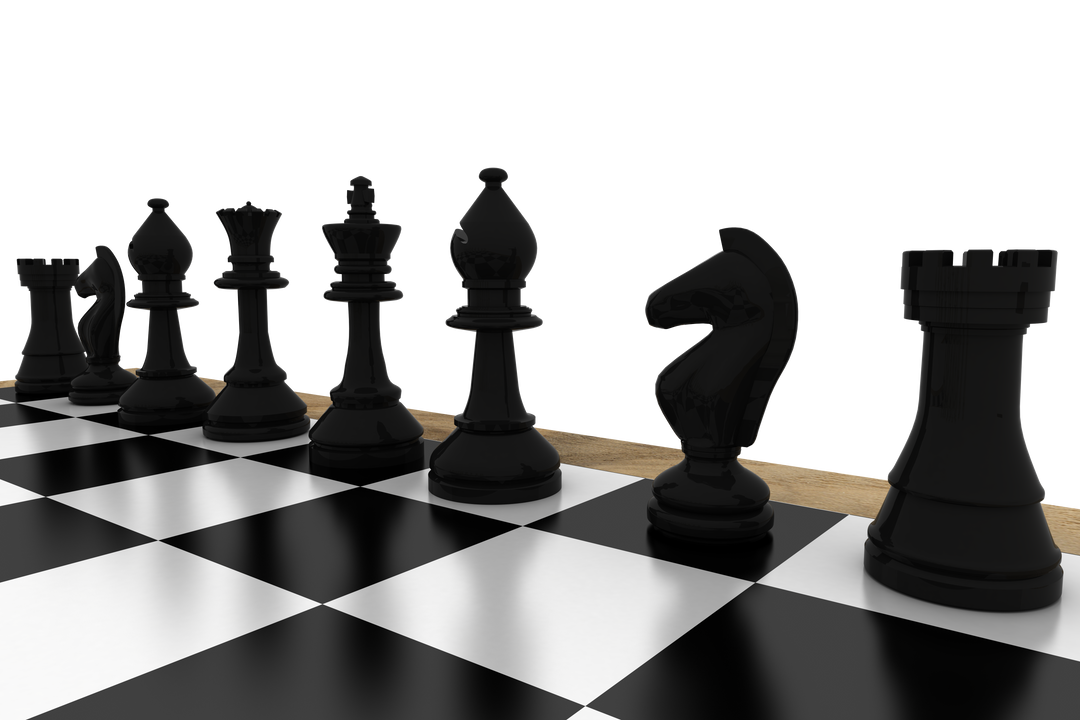 Transparent Black Chess Pieces Aligned on Chessboard - Download Free Stock Images Pikwizard.com