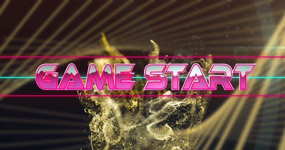 Futuristic Game Start Banner with Neon Text