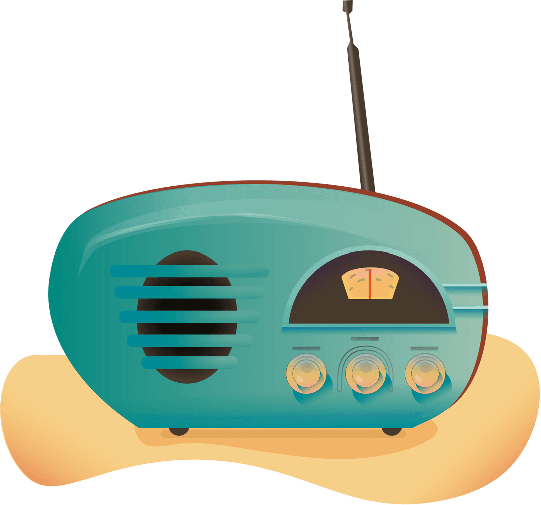Green Vintage Radio Illustration on Transparent Background