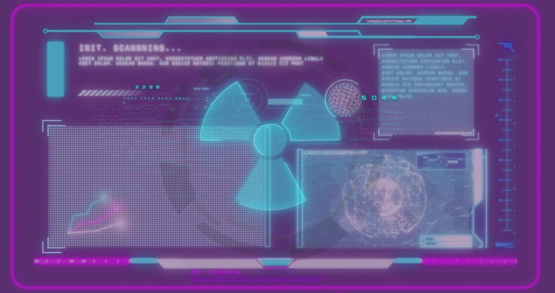 Futuristic Digital Data Interface with Global Scanning Elements