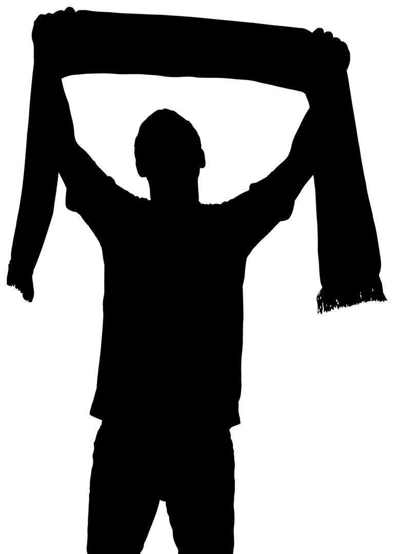 Man Silhouette Holding Scarf on Transparent Background