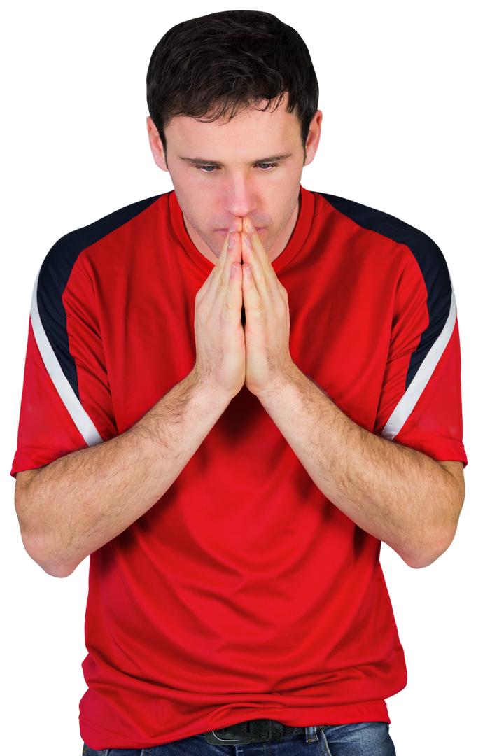 Nervous Male Football Fan in Red Shirt, Transparent Background - Download Free Stock Images Pikwizard.com