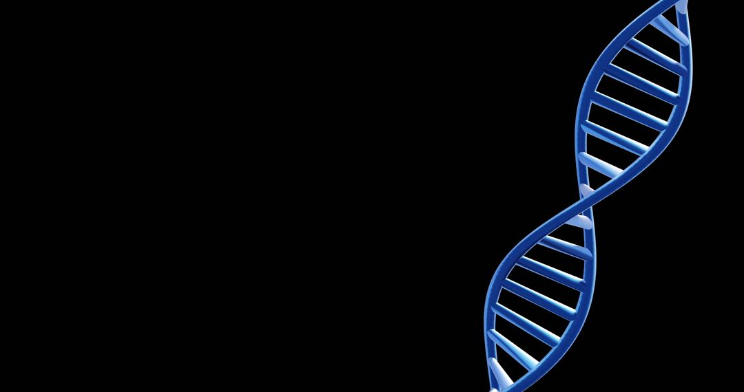 Spinning DNA Strand on Black Background