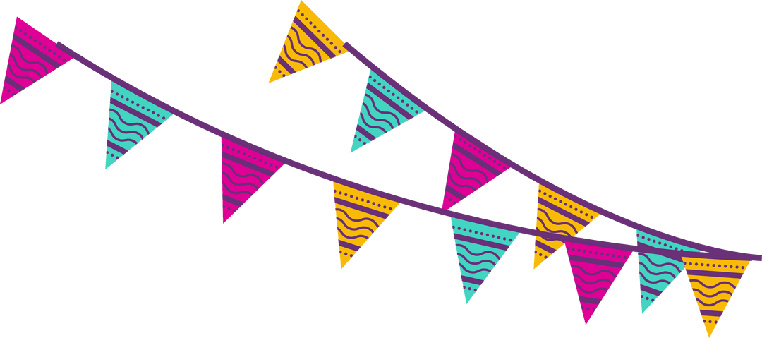Colorful Party Bunting Flags on Transparent Background