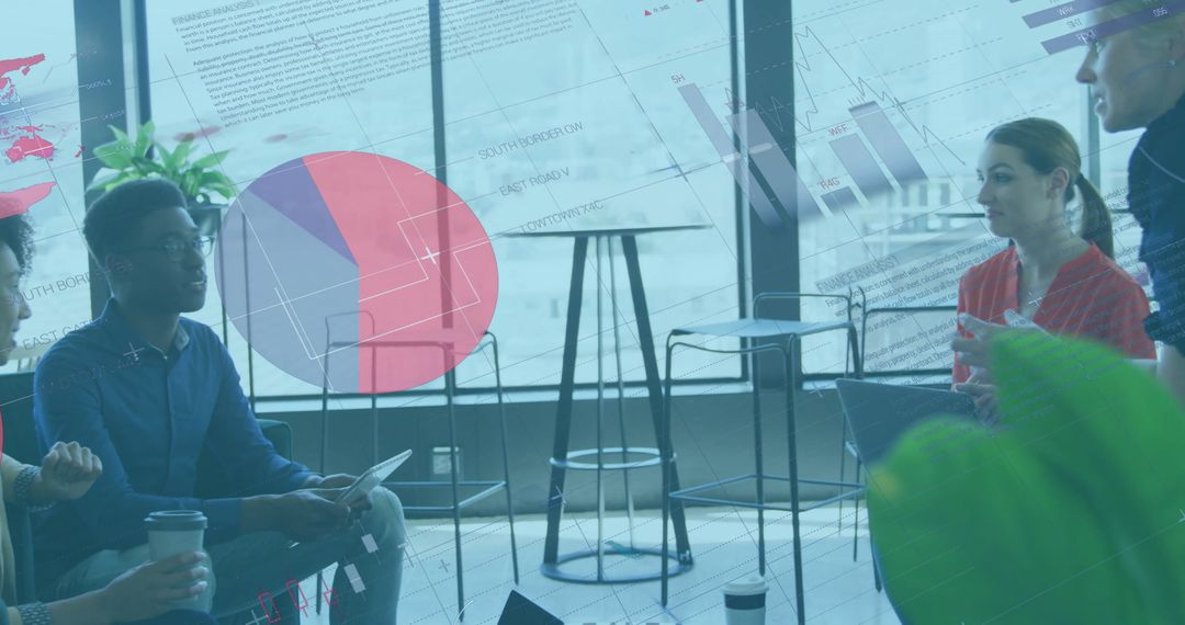 Diverse Business Team Engaging with Data Visualization in Office