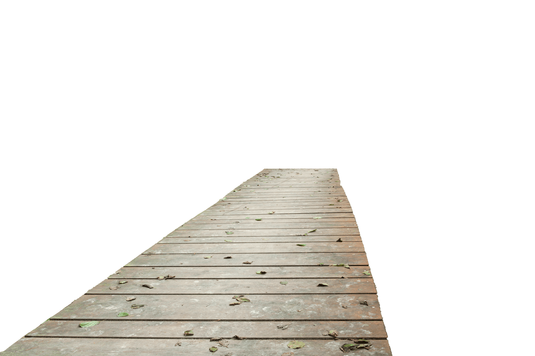 Wooden Pier Extending on Transparent Background