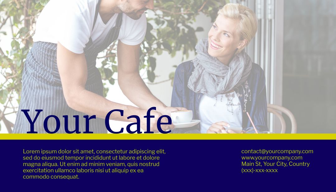 Charming Café Ambiance with Smiling Couple Engaged in Conversation