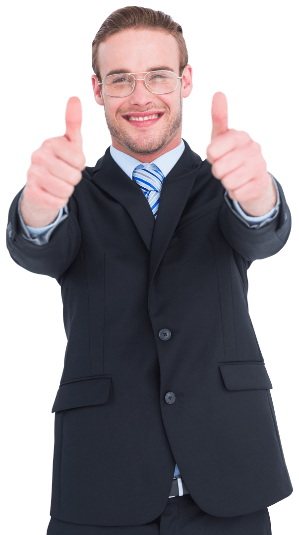 Confident Businessman Smiling Giving Thumbs Up Transparent Pose
