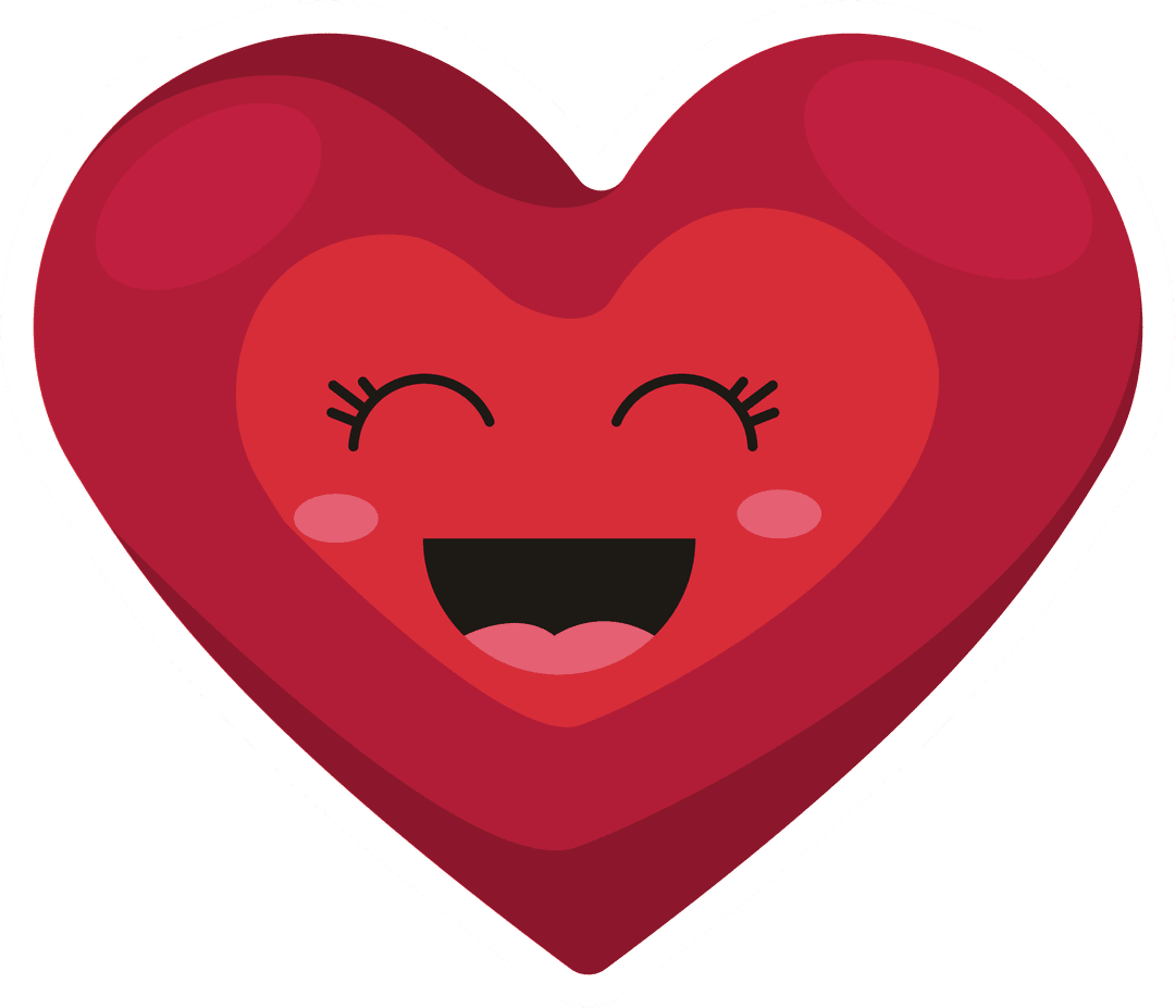 Cute Transparent Heart Emoji with Happy Face Expression
