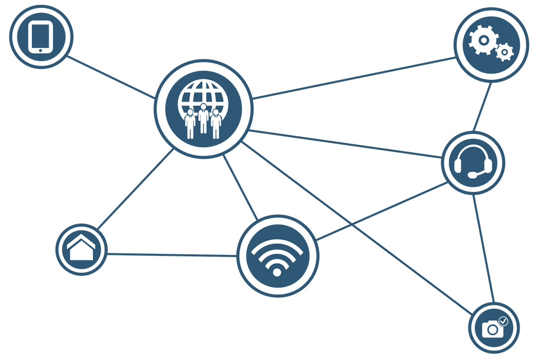 Digital Network of Symbols on Transparent Background