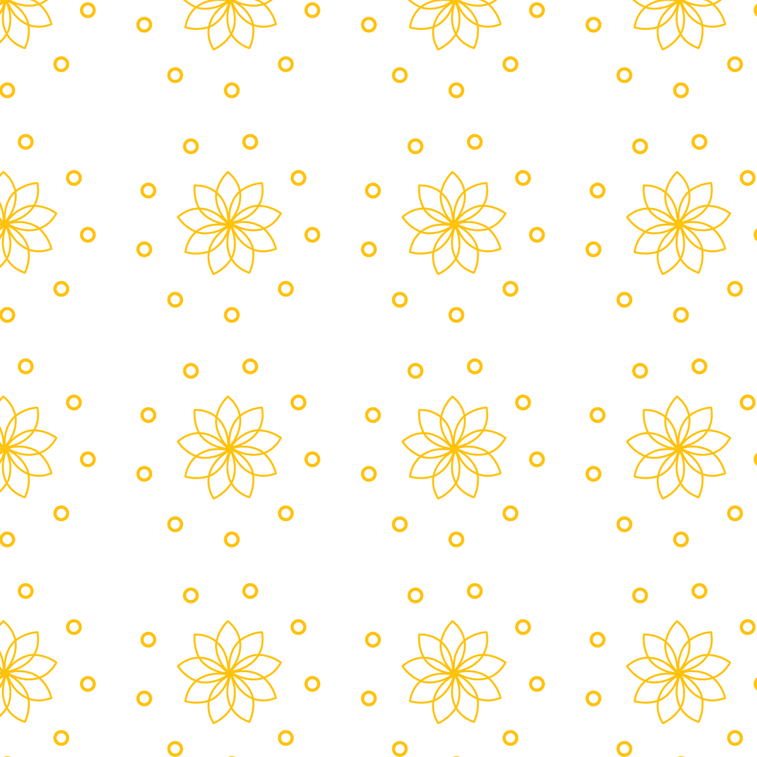Yellow Floral Pattern on Transparent Background Decorative Vector