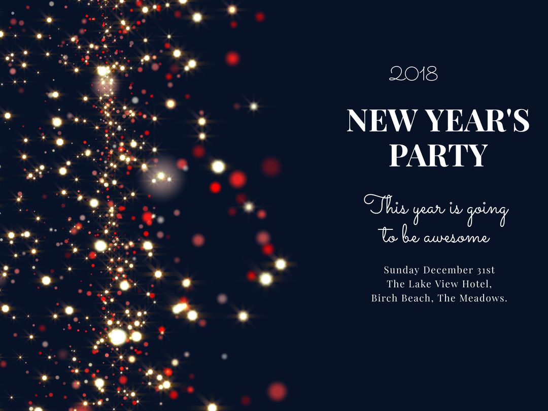 Festive New Year's Party Invitation with Glowing Lights and Text - Download Free Stock Templates Pikwizard.com
