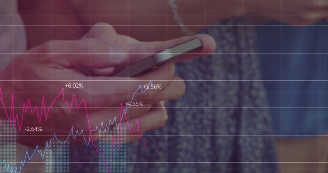 Close-Up of Business People Analyzing Financial Mobile Data