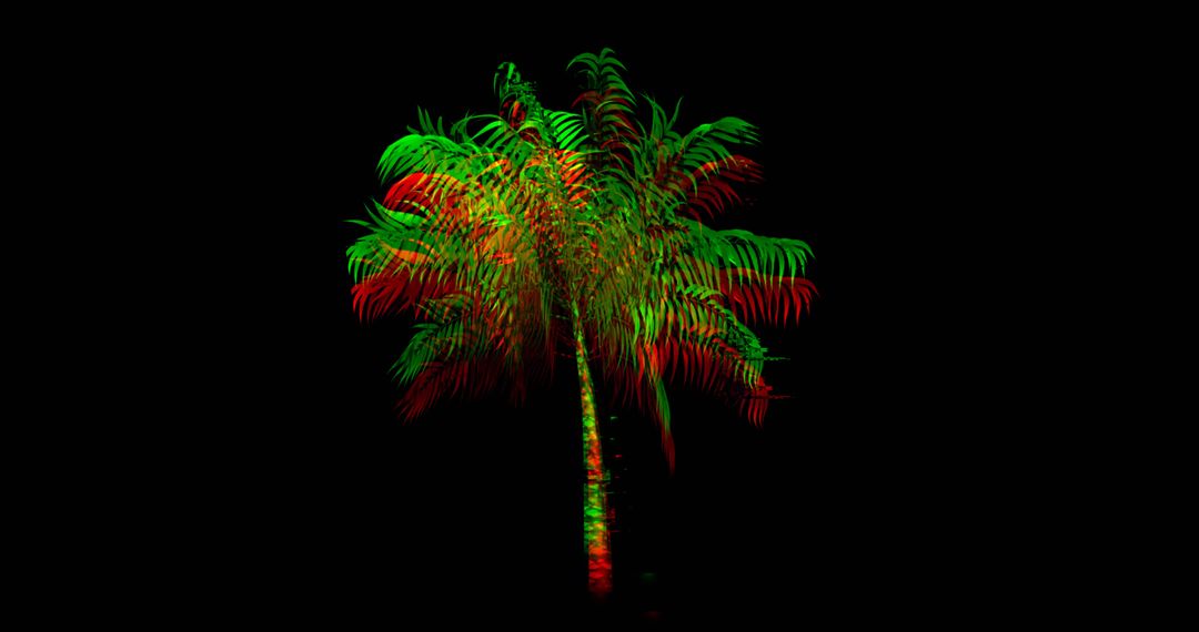Vibrant Abstract Palm Tree with 3D Effect on Black