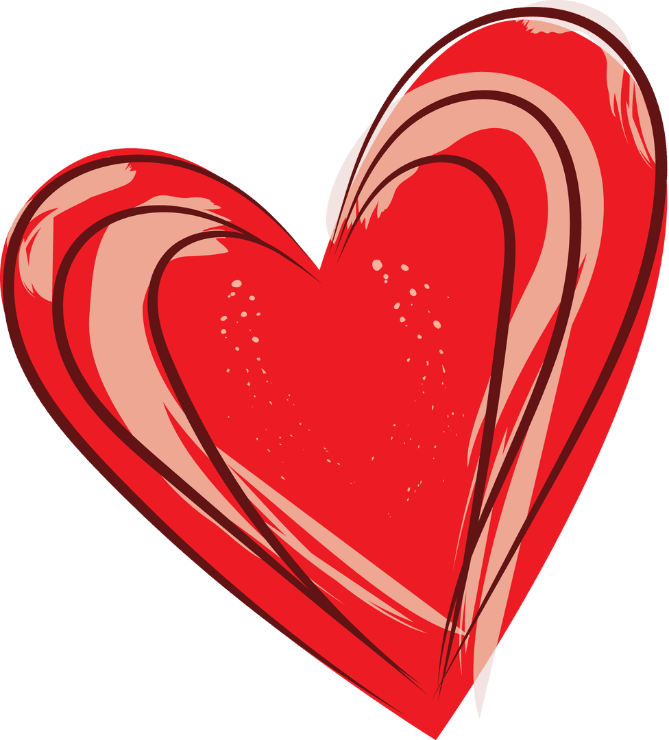 Emotional Red Heart Illustration on Transparent Background