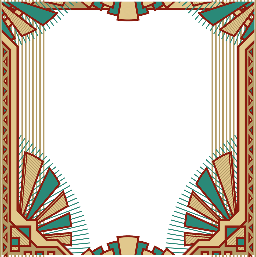 Transparent Art Deco Geometric Frame with Fan Motifs