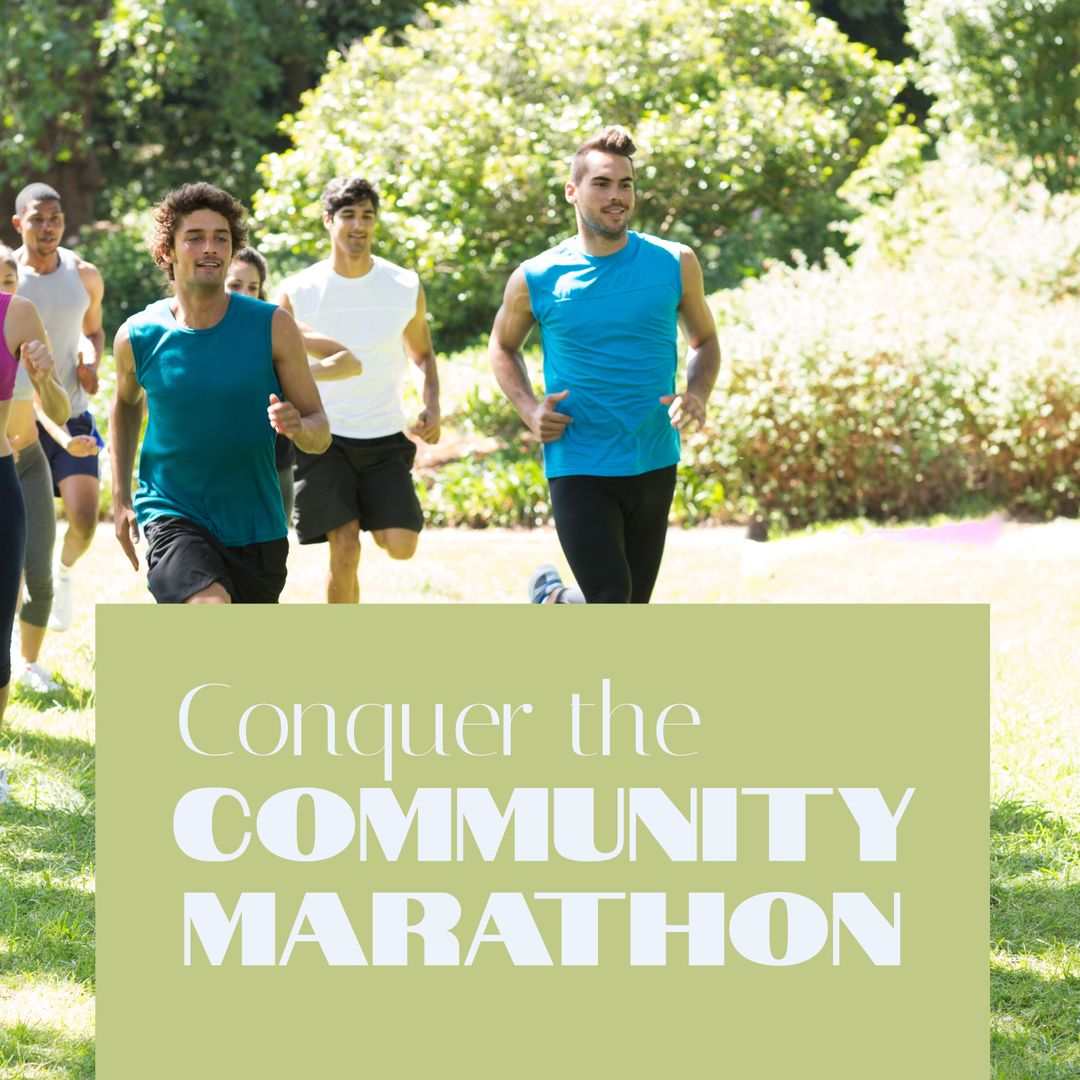 Happy Individuals Running in Community Marathon