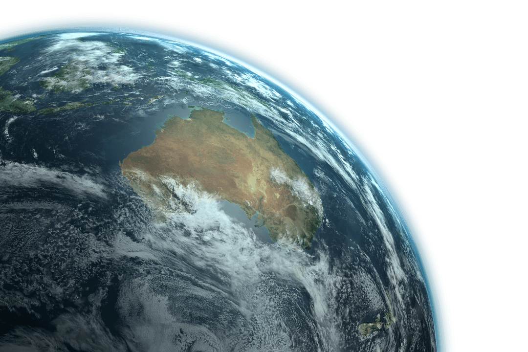 Transparent Globe Featuring Australia's Detail from Space
