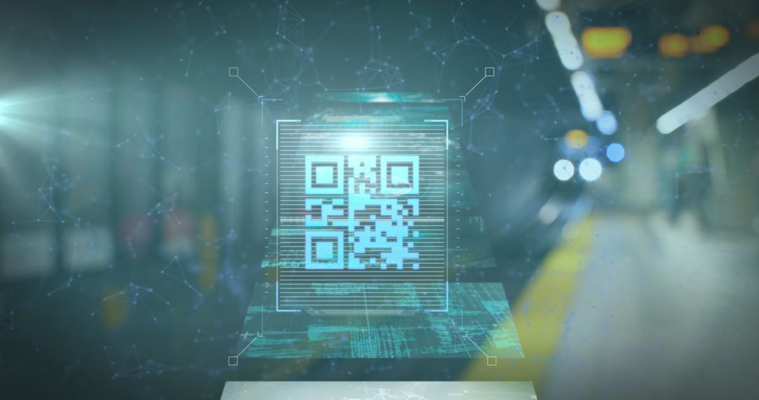 Futuristic QR Code Technology at Train Station