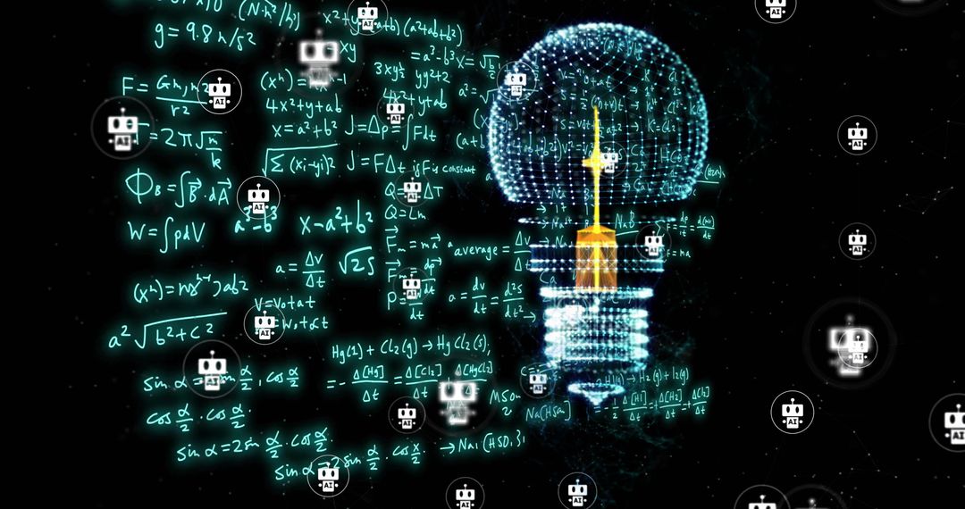 Artificial Intelligence Concept with Math Equations