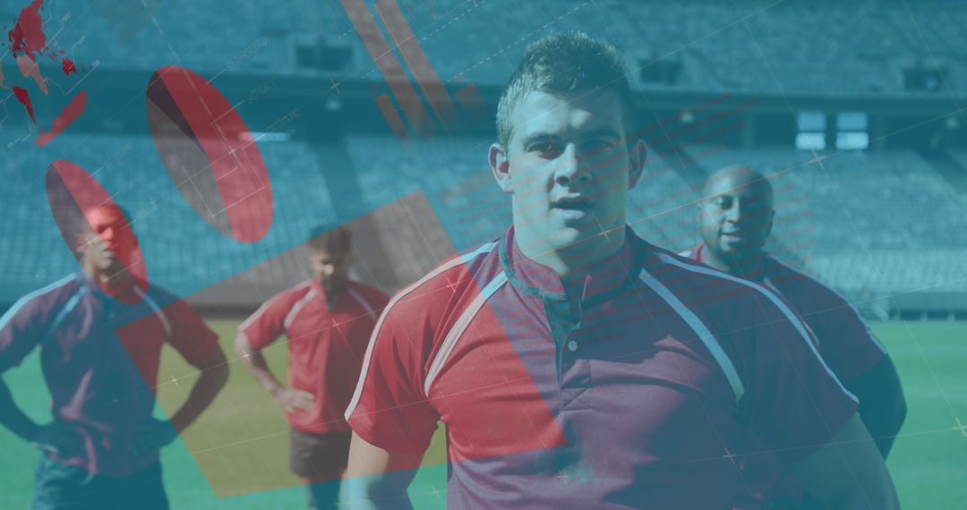 Rugby Players Analyzed Through Digital Data Overlay