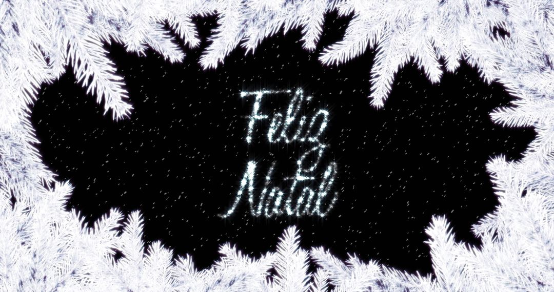 Feliz Navidad Text amidst Sparkling Winter Fir Branches