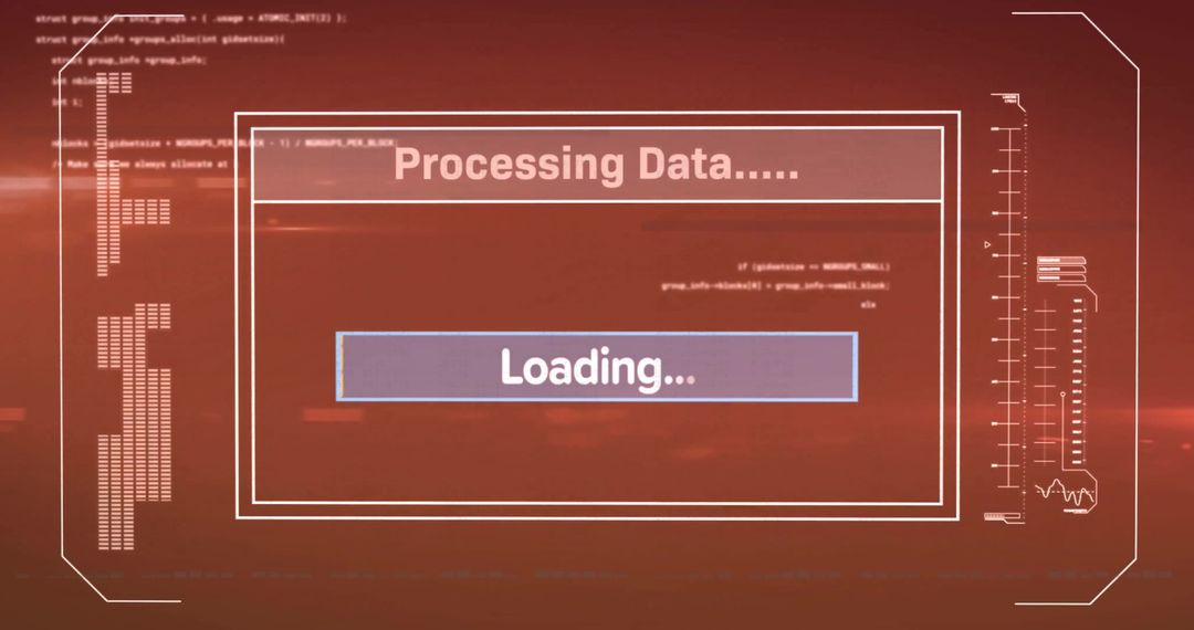Digital interface with loading bar and data processing