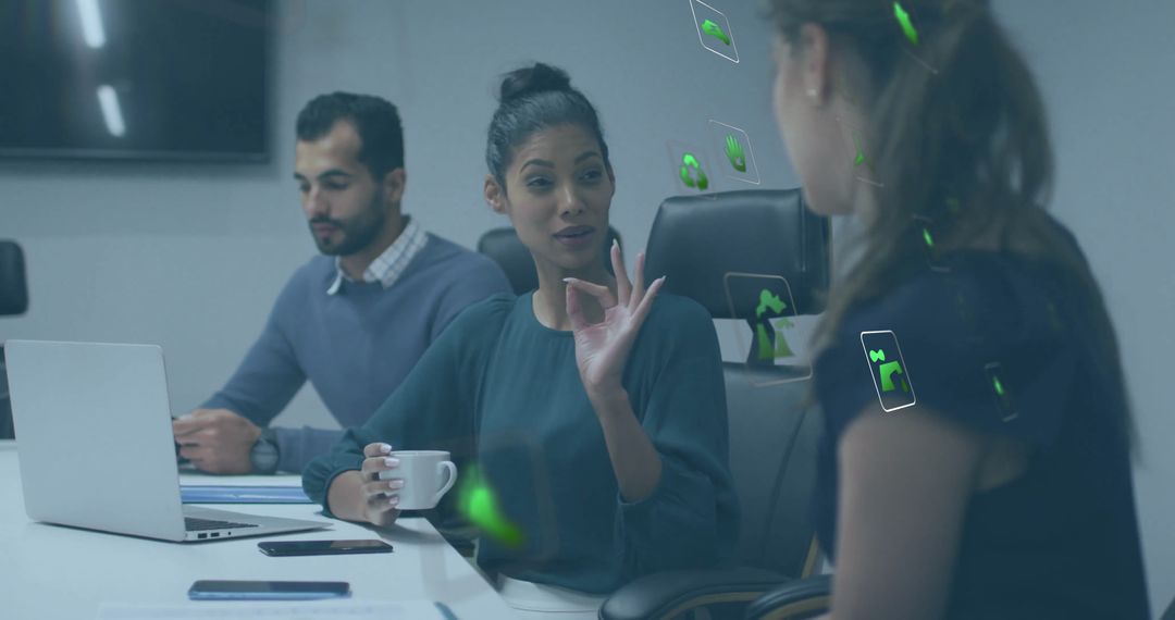 Diverse Team in Office Discussing Sustainability Concepts