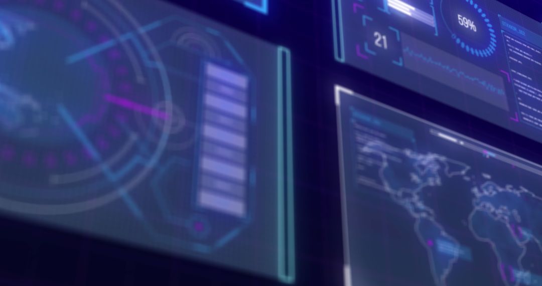 Futuristic Data Processing Interfaces with Global Focus