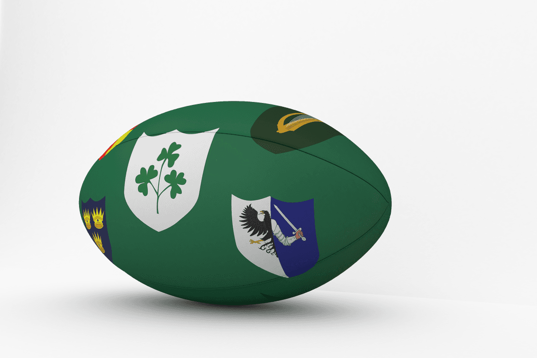 Transparent Rugby Ball with Diverse Coat of Arms Designs