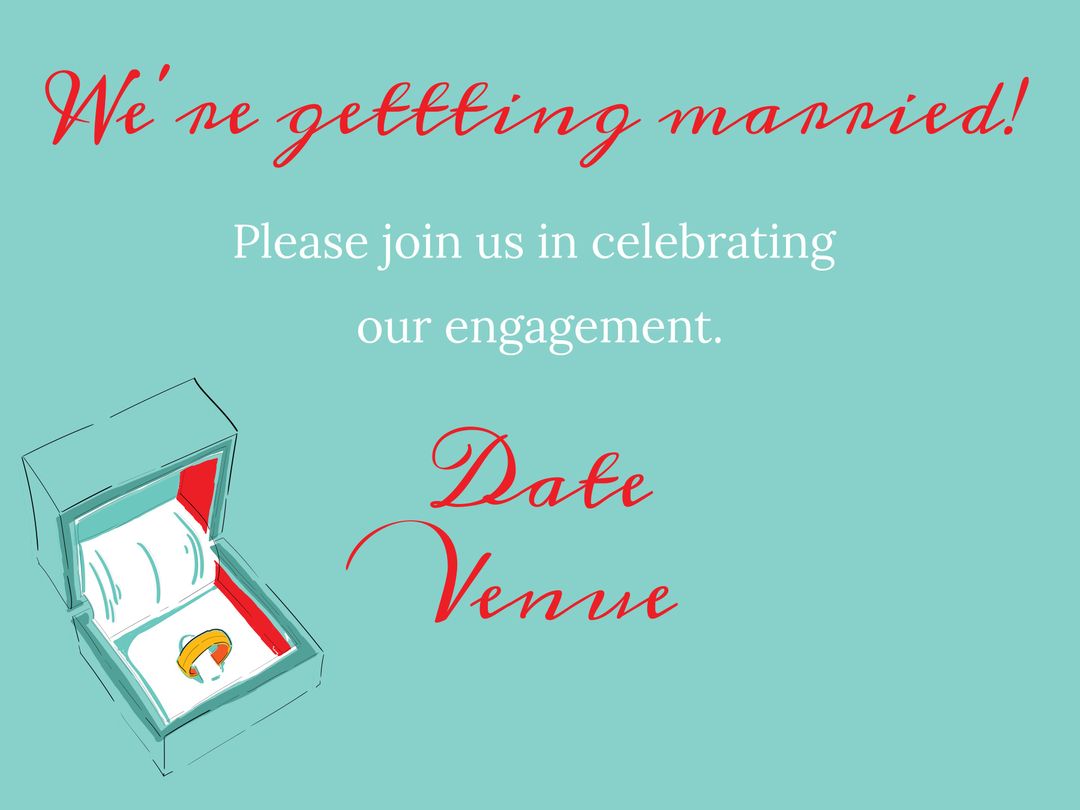 Engagement Announcement with Ring Box and Invitation Message - Download Free Stock Templates Pikwizard.com