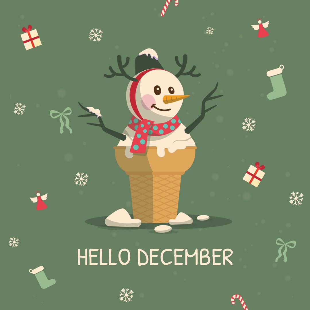 Festive Snowman Cone with Christmas Decor Elements