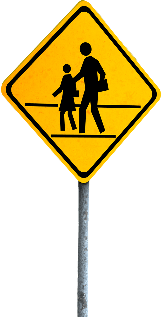 Transparent Yellow Pedestrian Crossing Sign Illustration