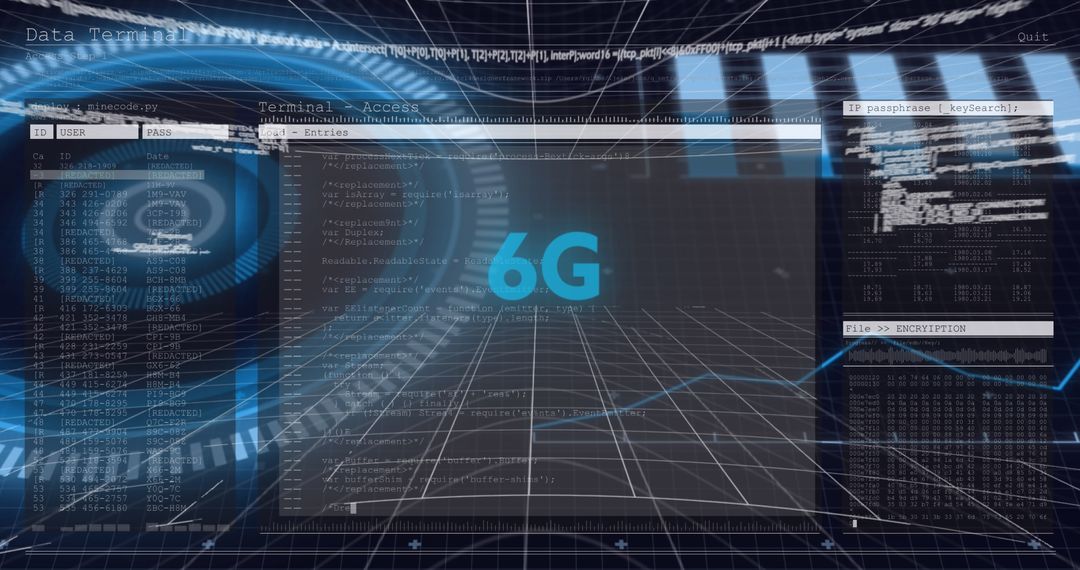 Futuristic 6G Technology Interface with Digital Data Streams