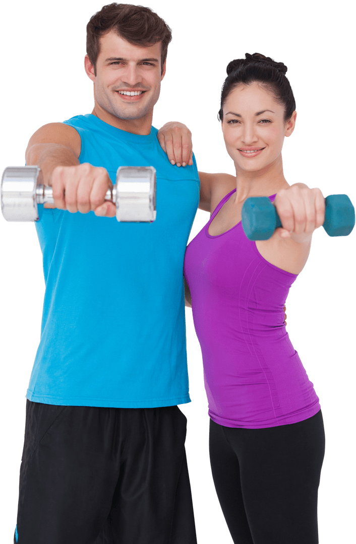 Fit Couple Enjoying Workout with Transparent Background