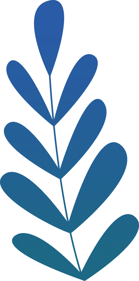 Minimalist Blue Botanical Frond on Transparent Background