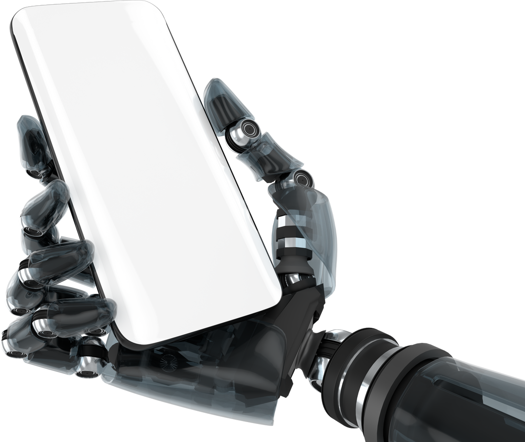 Robotic Hand Holding Smartphone on Transparent Background - Download Free Stock Images Pikwizard.com